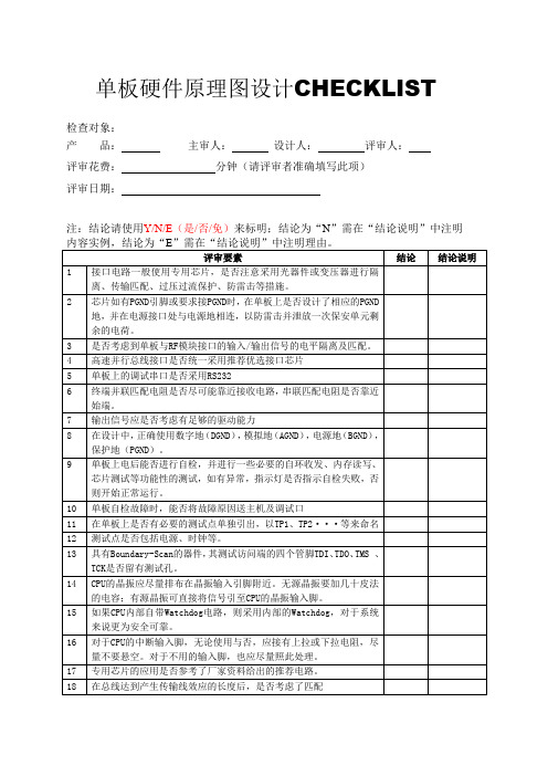 硬件原理图设计-CHECKLIST