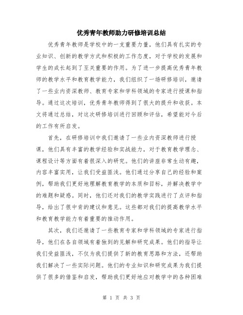 优秀青年教师助力研修培训总结