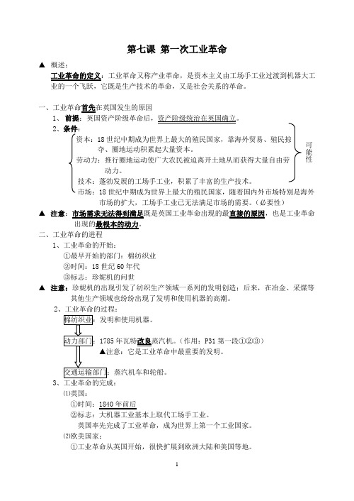 高中历史 人教版 必修二 第07课 第一次工业革命