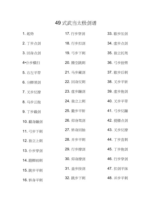 49式武当太极剑谱