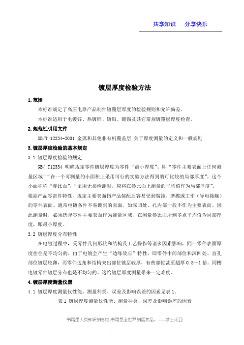 镀层厚度检验方法