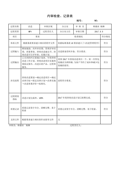 MP4改进过程内审检查表