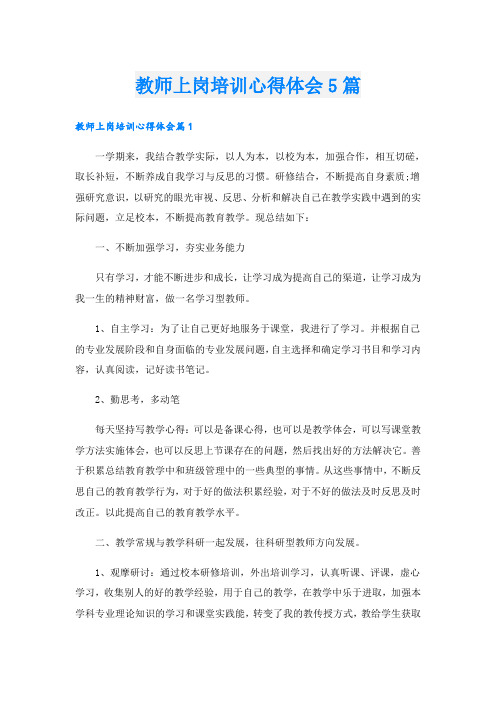 教师上岗培训心得体会5篇