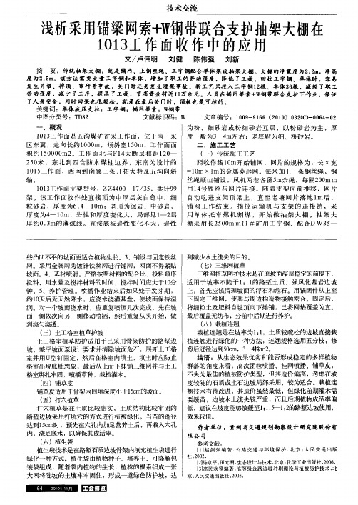 浅析采用锚梁网索+W钢带联合支护抽架大棚在1013工作面收作中的应用