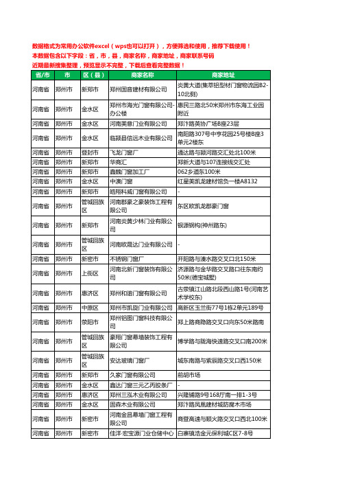 2020新版河南省郑州市门窗有限公司工商企业公司商家名录名单黄页联系电话号码地址大全245家