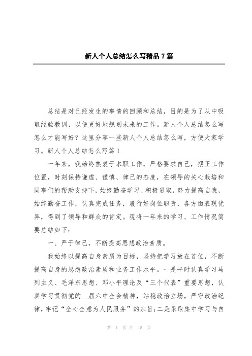 新人个人总结怎么写精品7篇