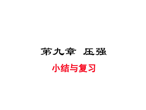 人教版八年级物理下册 第九章压强 小结与复习同步教学课件