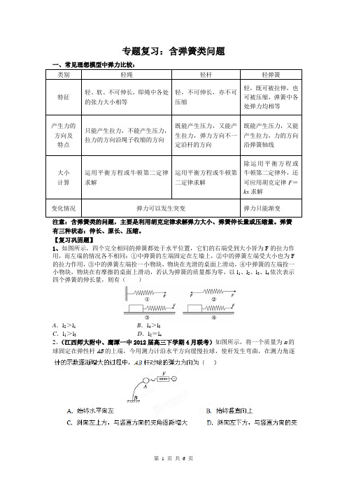 高考专题复习(弹簧类)