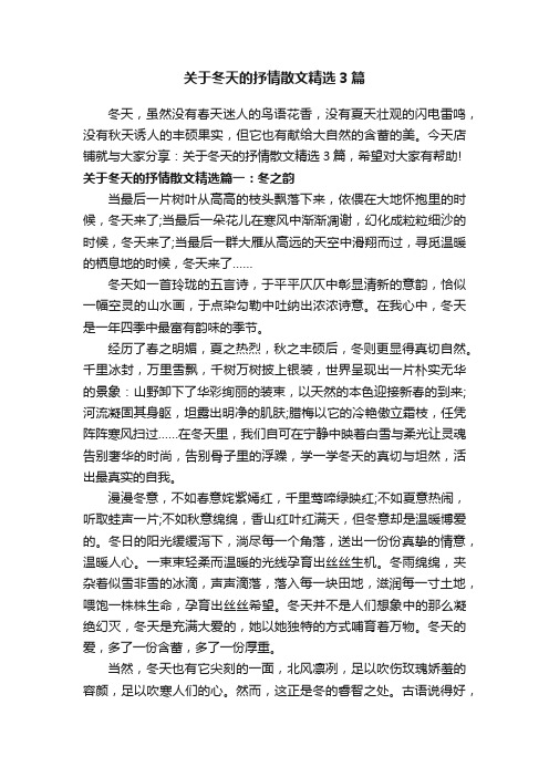 关于冬天的抒情散文精选3篇