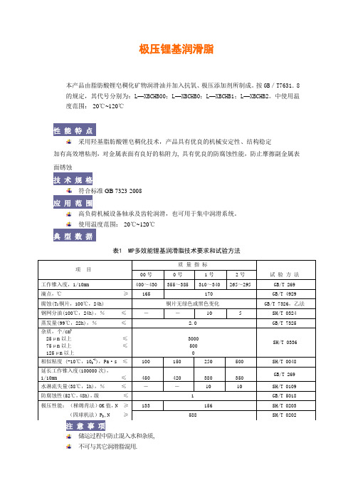 极压锂基润滑脂