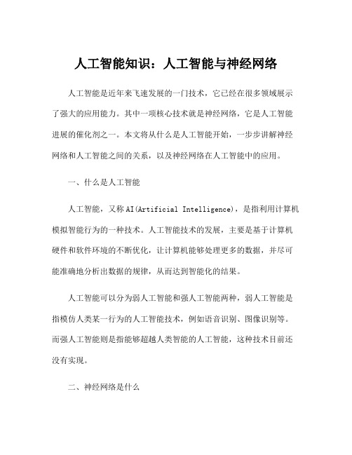 人工智能知识:人工智能与神经网络