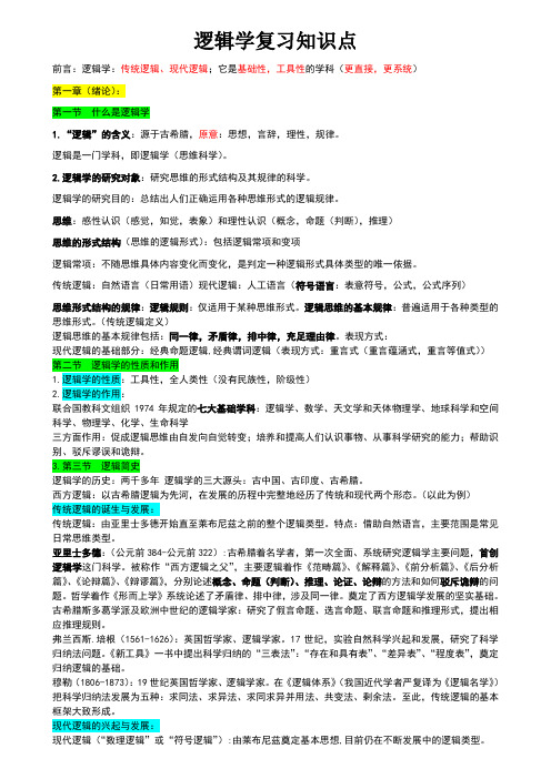 逻辑学复习知识点