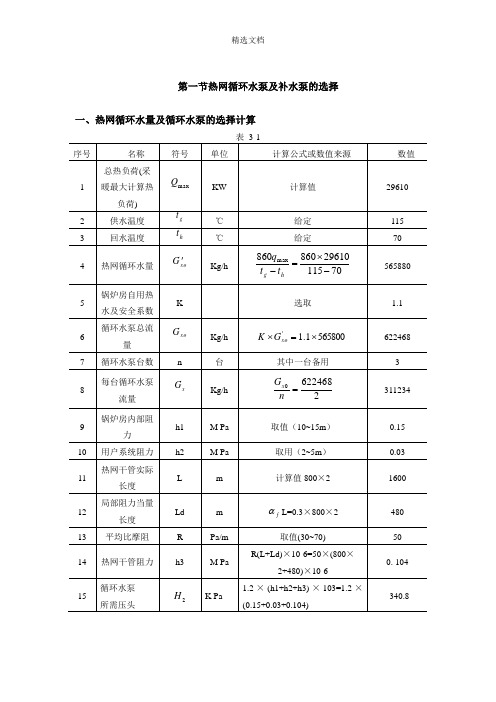 热网循环水泵及补水泵的选择