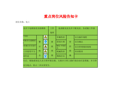 电工风险告知卡