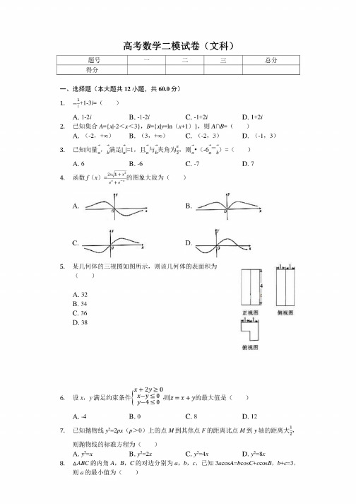 2020年福建省漳州市高考数学二模试卷（文科）