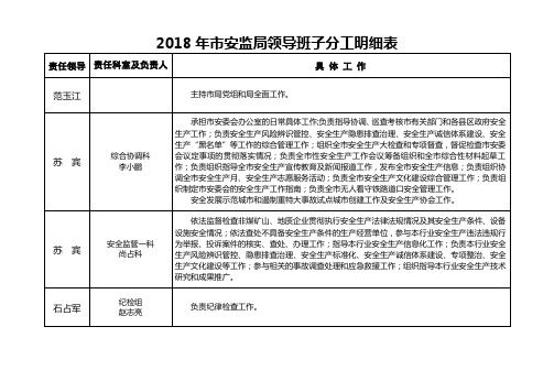 市安监局领导班子分工明细表