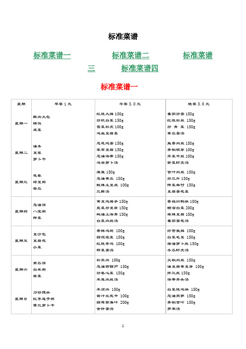 标准菜谱参考资料