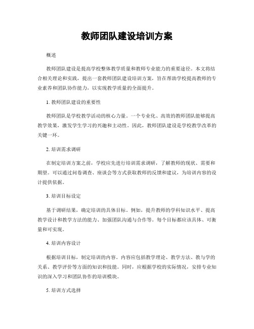 教师团队建设培训方案