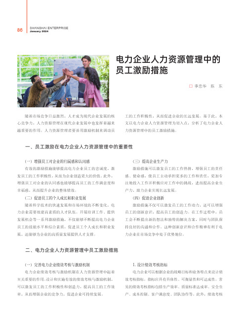 电力企业人力资源管理中的员工激励措施