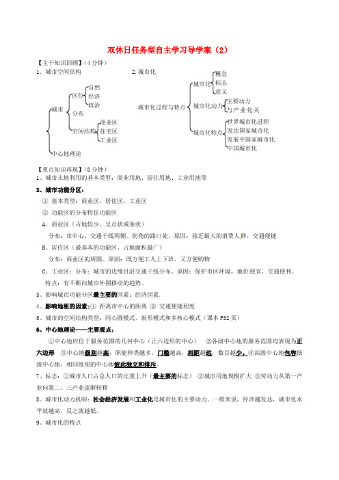 江苏省海门市包场高级中学高一地理双休日任务型自主学习导学案(2)