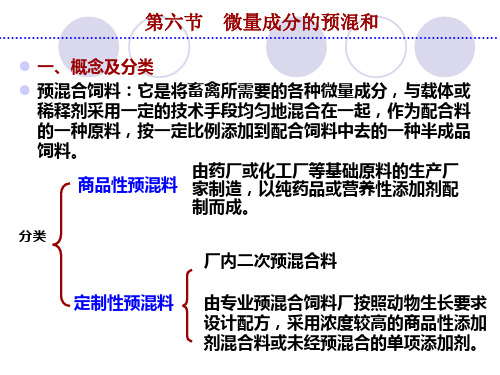 饲料加工工艺与设备：第六节  微量成分的预混和