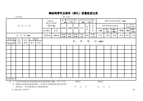 钢结构零件及部件(制孔)质量检查记录