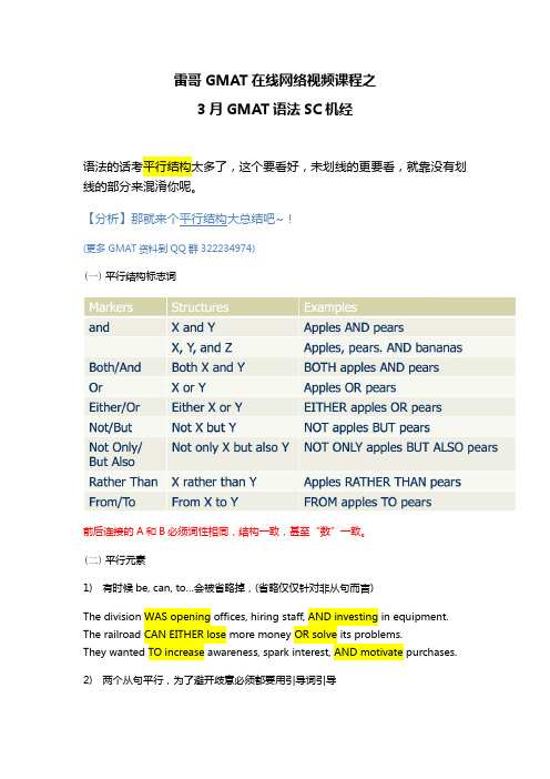 雷哥GMAT在线网络视频课程之3月GMAT语法SC机经