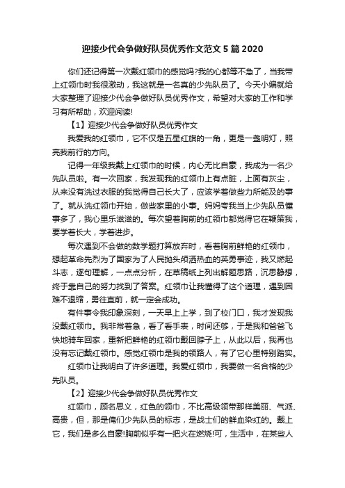 迎接少代会争做好队员优秀作文范文5篇2020