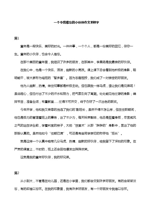 一个令我难忘的小伙伴作文350字