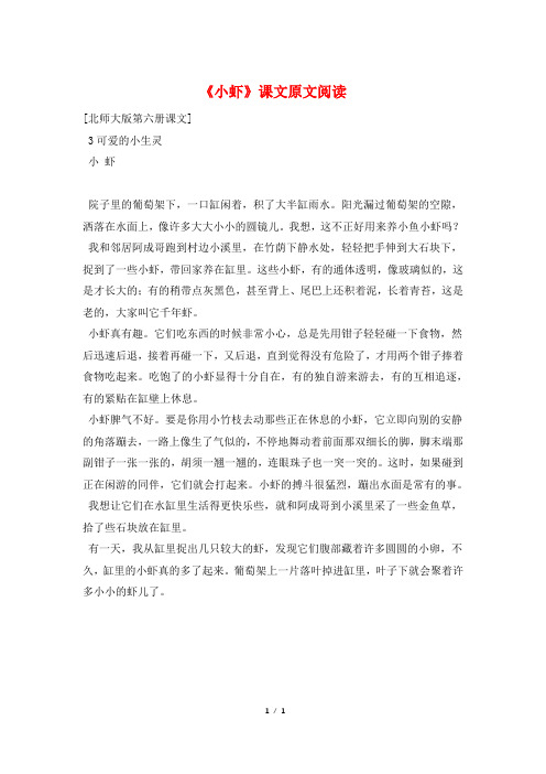 《小虾》课文原文阅读