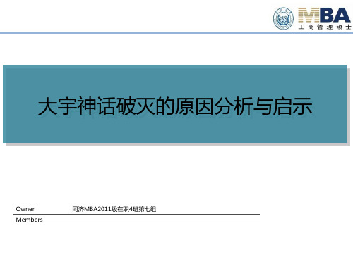 大宇神话破灭的原因分析与启示