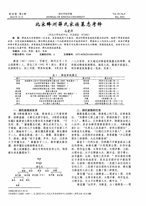 北宋绛州薛氏家族墓志考释