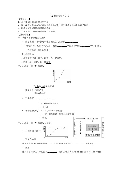 人教版高中生物必修三教案：4.2种群数量的变化