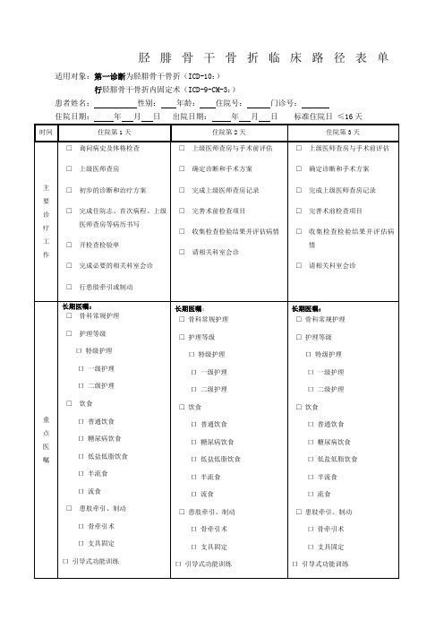 胫腓骨骨折临床路径改