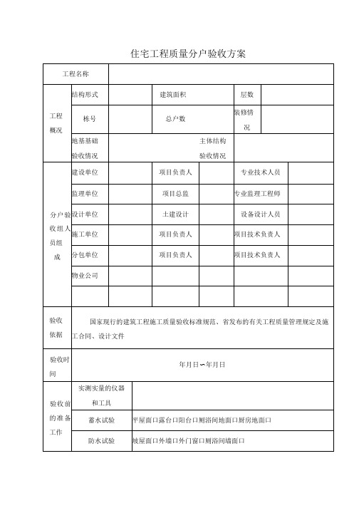 住宅工程质量分户验收方案