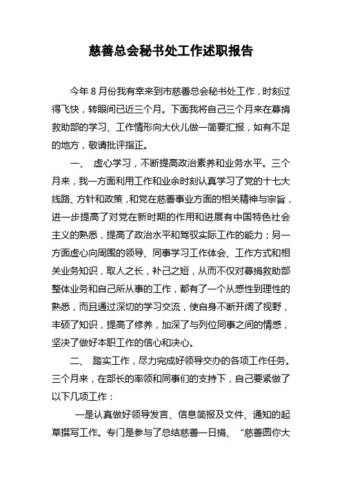 慈善总会秘书处工作述职报告