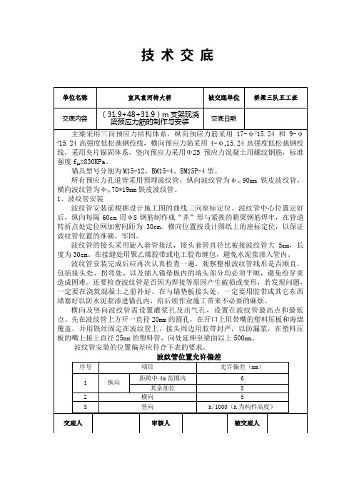 预应力筋的安装与制作