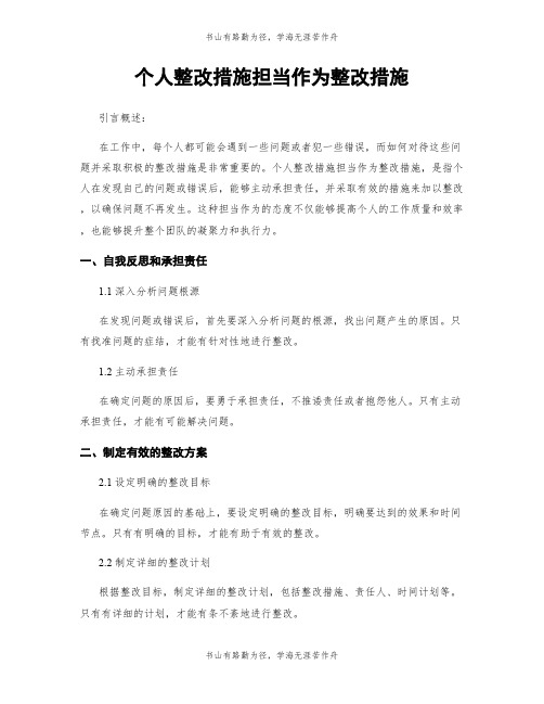 个人整改措施担当作为整改措施 (2)