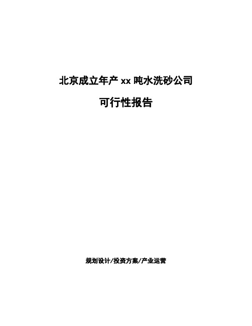 北京成立年产xx吨水洗砂公司可行性报告