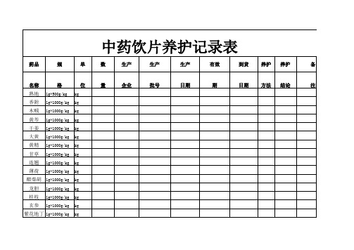 中药饮片养护记录表长沙医院