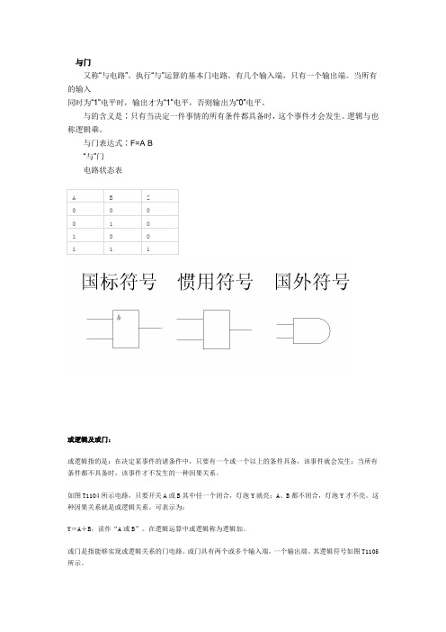 门电路的逻辑关系和图形