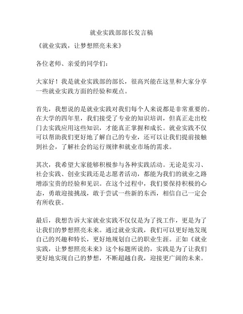 就业实践部部长发言稿