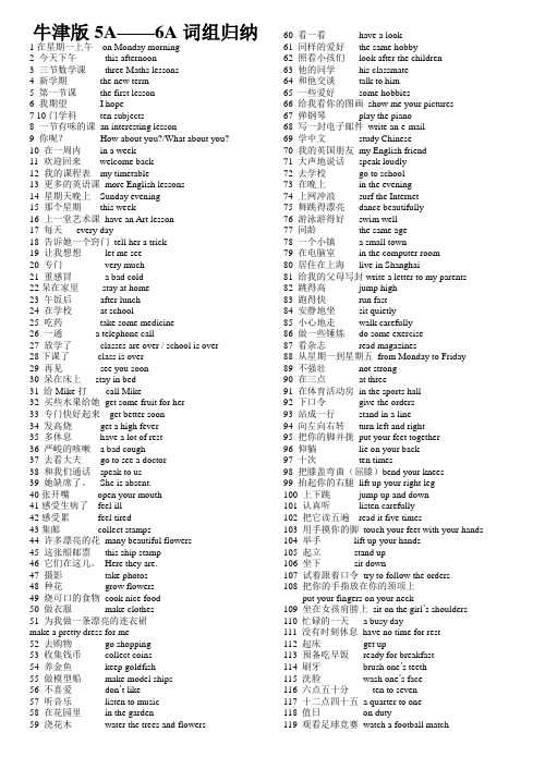 牛津版5A——6A词组归纳