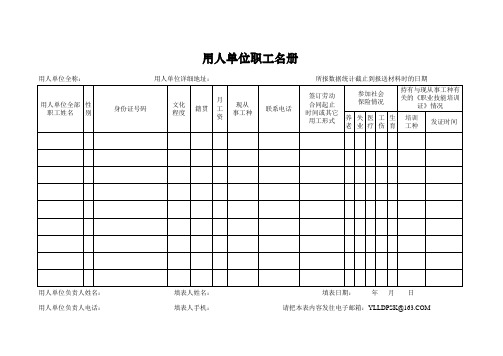 (完整版)劳监检查用表《用人单位职工名册》