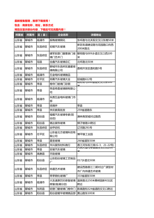 新版山东省聊城市玻璃企业公司商家户名录单联系方式地址大全238家