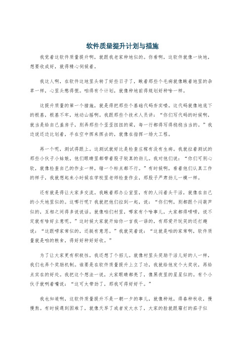 软件质量提升计划与措施