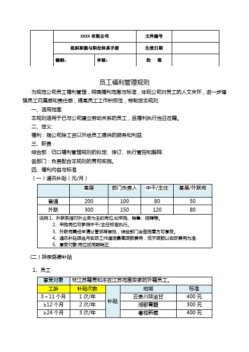 2018年员工福利管理规则