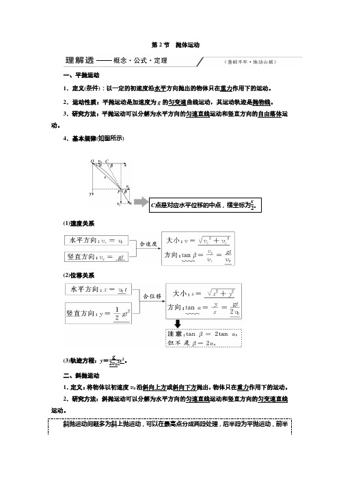 【物理】2020届一轮复习人教版抛体运动学案