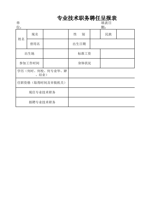 专业技术职务聘任呈报表