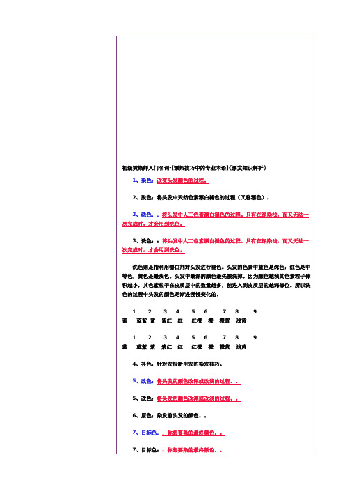 初级烫染师入门名词